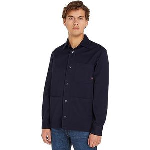 Tommy Hilfiger Solide overhemd van zware keperstof, casual overhemden voor heren, Desert Sky