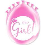 PD-Party 7036545 feestballonnen, decoratief, natuurlijk rubber (latex) - It's A Girl, 8 stuks, roze, 30 cm lengte x 30 cm breedte x 30 cm hoogte