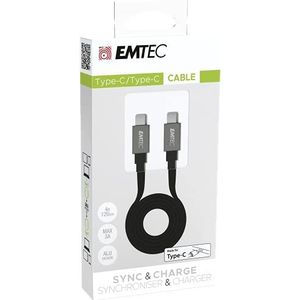 Emtec ECCHAT700TC2 USB-A/type C-kabel, collectie T700, voor smarthphone en tablet, platte kabel, 120 cm, mFI-gecertificeerd, zwart