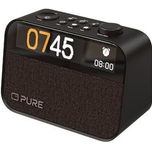 Pure Moment Wekkerradio voor slaapkamer en kantoor, digitale DAB+/FM-radio, Bluetooth, witte ruis, slaaphulp, lichtwekker, nachtlampje, alarm, dimbaar display,