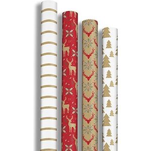 Clairefontaine 223877AMZC cadeaupapier, karton met 10 rollen – kraftpapier 70 g – afmetingen: 5 x 0,70 m – motief: ""Lovely Home Red"", kerstfeesten