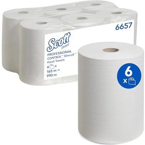 Scott 6657 Slimroll handdoeken, 1-laags, 6 rollen x 165 m, wit