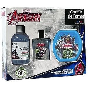 Corine de Farme - Avengers-set met eau de toilette 50 ml, schuimbad 300 ml en broodtrommel - cadeau voor jongens - geur voor kinderen, appelgeur Gourmande - 3-in-1 fruitige gel