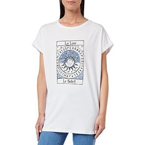Koton T-shirt à manches courtes pour femme Imprimé Crew Neck Relax Fit, Blanc cassé (001), S