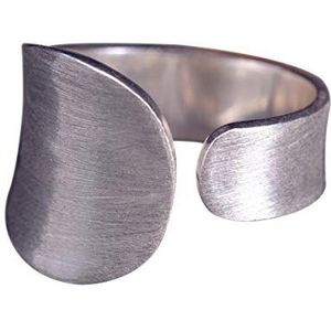 NicoWerk Eenvoudige damesring van 925 sterling zilver, ovaal, geborsteld, mat, verstelbaar, SRI323, sterling zilver, Sterling zilver