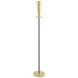 Eglo Pinto Gold Vloerlamp, 1 lichtpunt, staande lamp van staal, kleur: zwart, goud, glas: helder, goud, fitting: E27, inclusief voetschakelaar