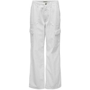 ONLY Onlmalfy-iner Hw Stripe Cargo Pnt Noos cargobroek voor dames, Cloud Dancer/strepen: blauw