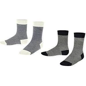 ESPRIT Fine Stripe sokken voor kinderen, uniseks, biologisch katoen, wit, zwart, meer kleuren, met modesieraden, gestreept, voor zomer of winter, 2 paar, meerkleurig (assortiment 20)