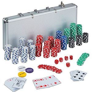 Relaxdays Poker Set 500 Poker Chips - Texas Hold'em - Voor Alle Spelvarianten - Inclusief Dobbelstenen - Pokerkoffer