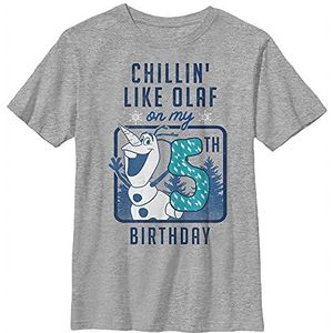 Disney T-shirt Frozen Chillin' Like Olaf On My 5th Birthday Boys Grey Heather Athletic XS, Athletic grijs gemêleerd