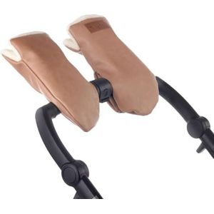 Jané Moufles magnétiques universelles pour poussette avec doublure en polaire, imperméable, coupe-vent, extérieur en simili cuir, marron