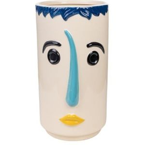 Romimex Veelkleurige keramische vaas gezicht 17 x 30 x 17 cm