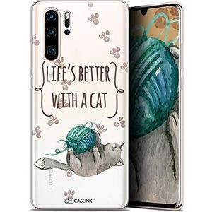 Caseink Beschermhoesje voor Huawei P30 Pro (6,47) [Gel HD Collection Quote Design Life's Better with a Cat – zacht, ultradun – bedrukt in Frankrijk