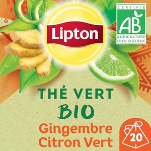 Lipton Groene thee met gember en limoen, label Rainforest trouwring, 240 zakjes (12 x 20 zakken)