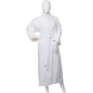 Superior Wafelbadjas van 100% katoen met badstof voering en sjaalkraag, uniseks, oversized voor hotel en spa, maat XL, wit