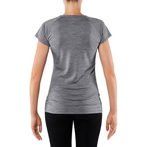 FALKE Silk Wool functioneel shirt voor dames, met korte mouwen, van zijdewol, grijs, blauw, ademend ondergoed voor sport, sneldrogend voor warme en koude temperaturen, Grijs gemêleerd 3757