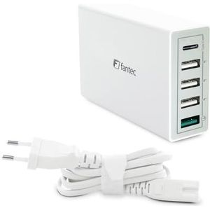 FANTEC QC3-A51 oplader Quick Charge 3.0 en 5x USB met 40W wit