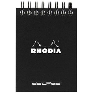 RHODIA 115039C - Notitieblok, spiraalbinding, A7, gestippeld 80 vellen afneembaar, helder papier, 80 g, omslag van zacht en duurzaam kaart, Classic