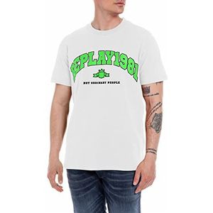 REPLAY T-shirt heren, 001 wit, M, 001 Wit