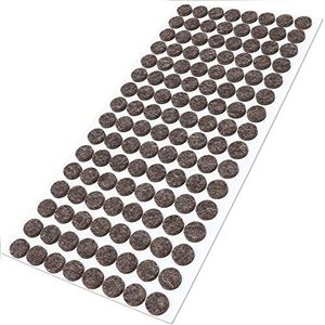 Adsamm® | 128 wollen vilten glijders | Ø 12 mm | bruin | rond | meubelglijders zelfklevend 3 mm dik van echt wolvilt