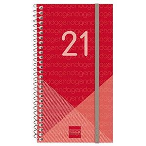 Finocam - Kalender 2021, weekoverzicht, liggend formaat, spiraalbinding, jaar, rood, Catalaans