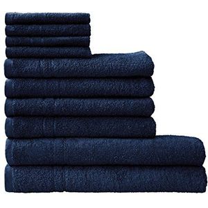 Dyckhoff 10 stuks 100% katoenen kristallen badhanddoeken, 2 badhanddoeken, 4 handdoeken, 4 handdoeken, 4 handdoeken, marineblauw