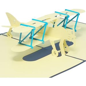 Lin 3D pop-upkaarten, wenskaarten, verjaardagskaarten, voertuigrijder, vliegtuig, Biplan