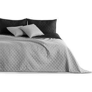 DecoKing Axel zwart staal zilver antracietgrijs plaid dubbelzijdige stiksels, polyester, 170 x 210 cm