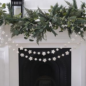 Ginger Ray Kerstslinger, vilt, kralen en sterren, kerstslinger, hangende decoratie, 3 m