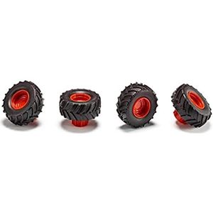 siku 6715 extra wielen voor Claas Xerion, 1:32, voor Siku CONTROL Claas Xerion 6791 en 6794 speelgoedtractoren, ideaal als dubbele banden, rubber/kunststof, zwart/rood