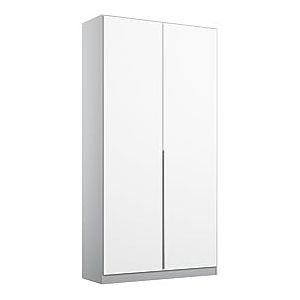 Rauch Möbel Alabama Draaideurkast wit/grijs 2 deuren met basic accessoireset 1 kledingstang 2 planken 91 x 229 x 54 cm