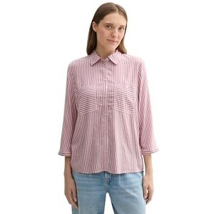 TOM TAILOR 1043198 Lange blouse met strepen en borstzak voor dames, 35906 - roze en wit - fijne strepen, 34