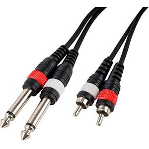 CASCHA Professionele audiokabel, 2 x 6,3 mm jack naar 2 x cinch-stekker, lengte 6 m, zwart