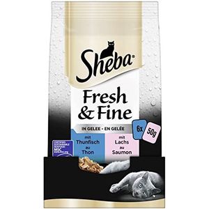 Sheba Fresh & Fine in gelei - natvoer voor katten - tonijn en zalm (MSC) - 36 x 50 g