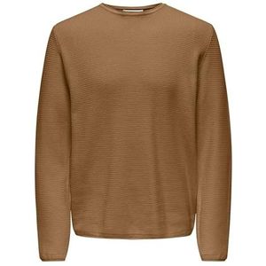ONLY & SONS Onseric Reg 12 Struc Crew Knit gebreide herentrui, Rubber
