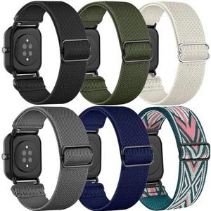 TUCOMO Set van 6 rekbare nylon horlogebandjes voor Amazfit GTS/GTS 2/GTS 2 mini/GTS 2e/GTS 3/GTS 4/GTS 4 mini/GTR mini, elastische bandjes voor Amazfit Bip U Pro/Bip 3 Pro/Bip Lite Uniseks, Large