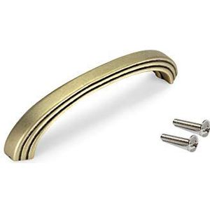 Emuca - Handgreep voor meubels, handgreep voor lade, afstand 128 mm, zamak, antiek goud, 25 stuks