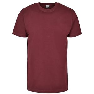 Urban Classics Heren T-shirt Basic Tee korte mouwen effen met ronde hals, Redwine, 3XL