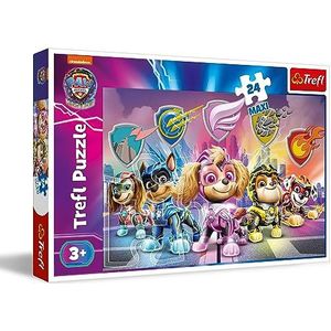 Trefl - PAW Patrol: The Mighty Movie, Missie voor puppy's, puzzels 24 Maxi- 24 grote stukjes, kleurrijke puzzel met stripfiguren, vrije tijd voor kinderen vanaf 3 jaar