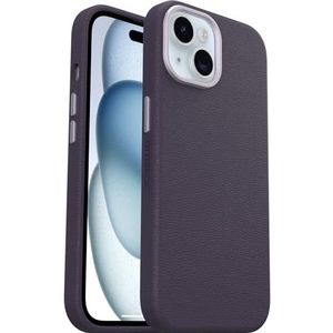Otterbox Symmetry Series cactus leer MagSafe beschermhoes voor iPhone 15, schokbestendig, valbestendig, dunne beschermhoes, 3x getest volgens militaire standaard, paars