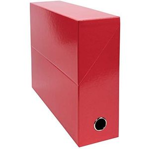 Exacompta - Ref. 89925E, 1 Iderama-transferbox van kleurd papier, 90 mm rug, metalen oog, voor A4-formaat, afmetingen 25.5 x 34 x 9 cm, rode kleur, gemonteerd geleverd