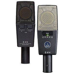 AKG C414 XLS 2 stuks condensatormicrofoons met groot membraan, bijpassende stereo-paar, legendarische geluidskwaliteit, 9 selecteerbare polaire modi, zeer veelzijdig, zwart