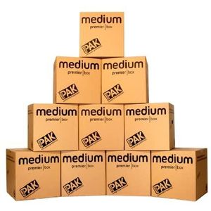 StorePAK Heavy Duty middelgrote opbergdozen - sterke archiefkartonnen dozen met handgrepen, 64 liter - H40,5 x B40,5 x D40,5 cm (pak van 10), bruin