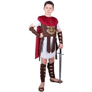 Karnival 83099 Romeinse tuniek voor jongens met cape, manchetten en pijpen, rood, wit en bruin