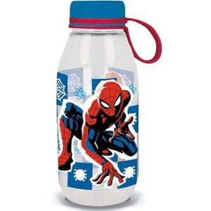 Marvel Ecozen drinkfles voor kinderen, transparant, Tritan, Spiderman, 460 ml, met capuchon en siliconen handvat