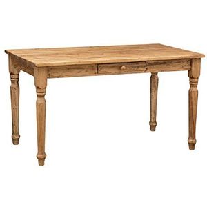 Biscottini Bureautafel van hout, 140 x 80 x 80 cm, keukentafel van massief lindehout, eettafel voor binnen en buiten, massief houten tafel met lade