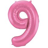 Folat 65909 folieballon cijfer 9 roze metallic 86 cm helium ballon decoratie verjaardag bruiloft jubileum roze mat 65909