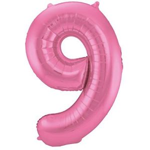 Folat 65909 folieballon cijfer 9 roze metallic 86 cm helium ballon decoratie verjaardag bruiloft jubileum roze mat 65909