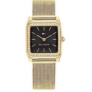 Tommy Hilfiger Modern zwart 1782611 analoog kwarts horloge voor dames met goudkleurige roestvrijstalen armband, Zwart, Modern