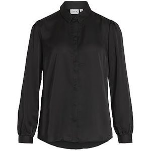 Vila Viellette satijnen blouse voor dames, zwart.